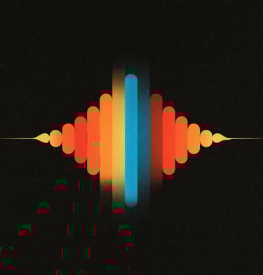 illustration d'une vibration sous forme de fréquence dans les tons orange et bleu