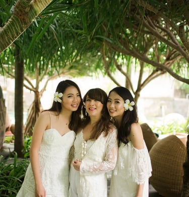 Janice family enjoying a tropical garden moment during a family photography session at Indigo Seminyak Bali