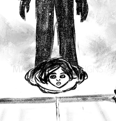 hand drawn graphic of a young girl