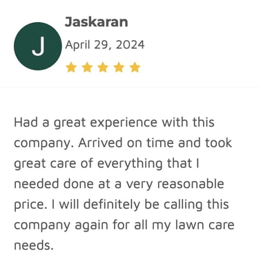 customer review of lawn care and landscaping expert services in toronto