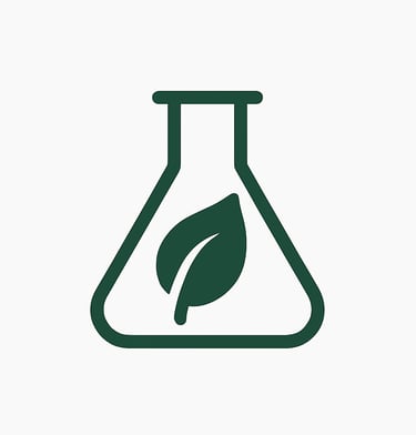 beaker with green leaf inside