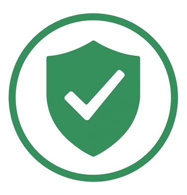 green shield with a white check mark inside