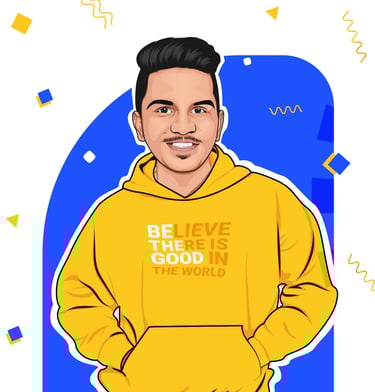 a man in a yellow hoodie illustr5ation