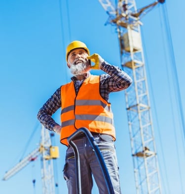construction worker on a call