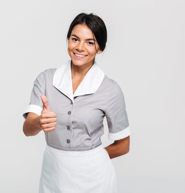 Domestic maid cleaning and doing household chores in modern home in Singapore