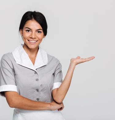 Domestic maid cleaning and doing household chores in modern home in Singapore