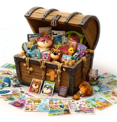 treasure chest of toys and treats