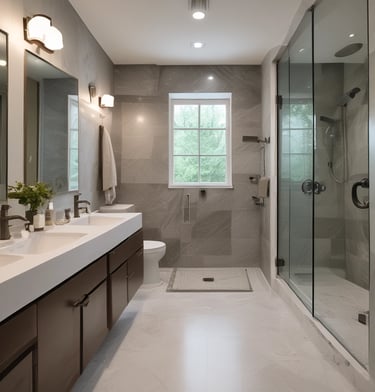 A skilled worker installing new wooden flooring in a bright living room.