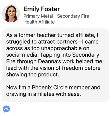 Health affiliate and ex-teacher taps into Secondary Fire to shift her social media presence—now attracting aligned partners.