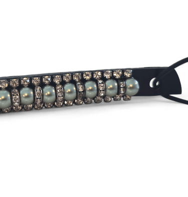 Zadeljuweel van Moeders Mooiste Frontriemen met groene kralen en strass