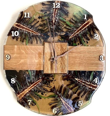13''Modern Epoxy and Wood Wall Clock, Wooden and Epoxy Clock for Wall, Epoxy Wall Clock, Wooden Wall