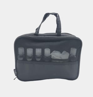 A functional and well-structured toiletry bag for travel essentials.