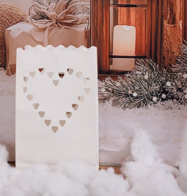 photo coeur noel avec lanterne