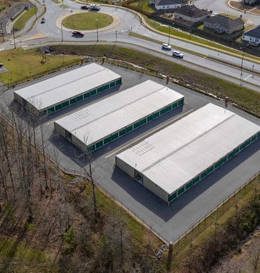 Aerial view of Alcoa Road Storage Too @ corner of Alcoa Road and Sleepy Village Road