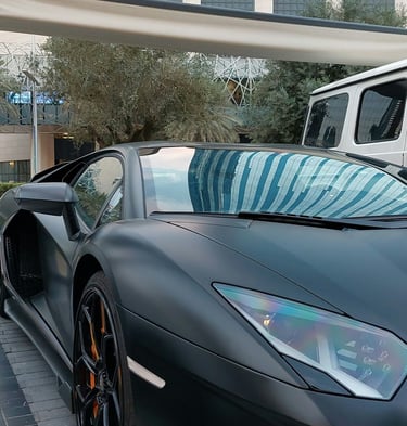 Matte black car wrap finish in Glendale CA