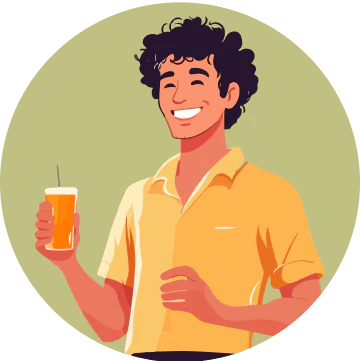 Person holding a juice glass representing global Wellwith Ayuzera users.