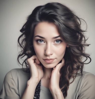 woman sitting on wooden stair smiling