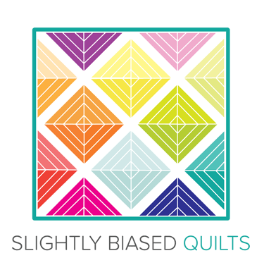 Colorful logo for Slightly Biased Quilts