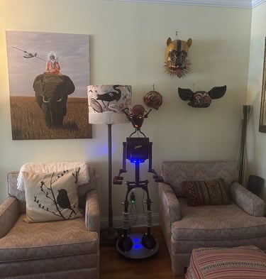 Talbotics robot sculpture at home in New York City.