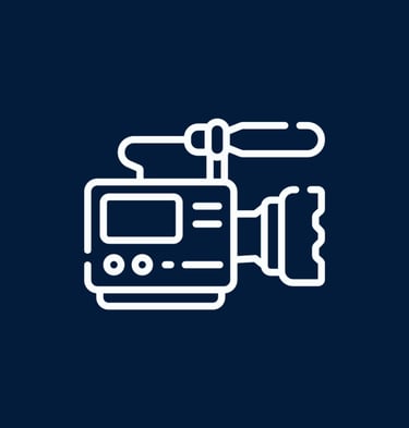 logo d'une caméra pour expliquer les services UGC créations de contenus France et au Mans animateur 
