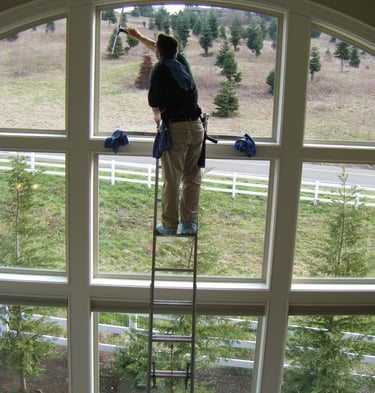 Cleaning tall interior windows in Lexington  