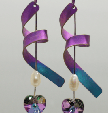 Swarovski Heart Pearl Titanium Twist Earrings