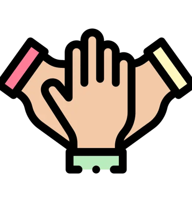 Icone de 3 mains qui s'unissent