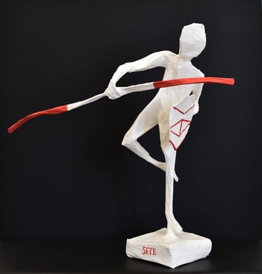 sculpture jouteur papier Sète