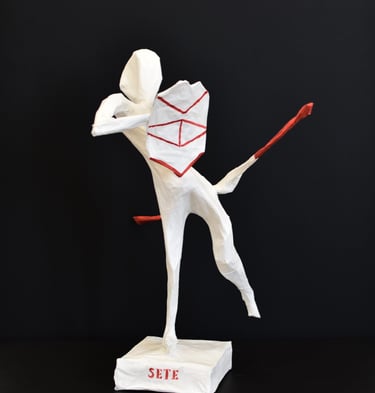 sculpture jouteur papier Sète