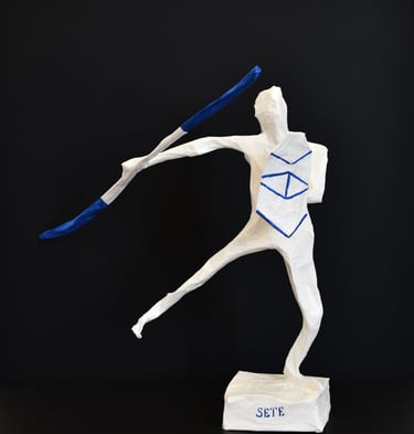sculpture jouteur papier Sète