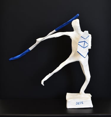 sculpture jouteur papier Sète