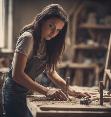 une femme en tenue de travail à Blagnac.