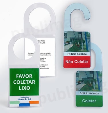 Avisos de Porta para Coleta de Lixo. Agilizam a coleta de lixo nas unidades do condomínios