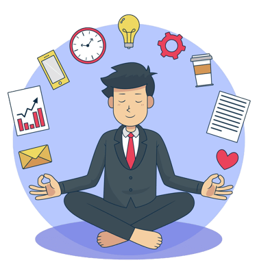 A person meditating, symbolizing focus and multitasking skills.