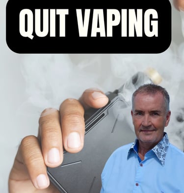Client putting down vape pen after quitting with hypnotherapy in Colchester.