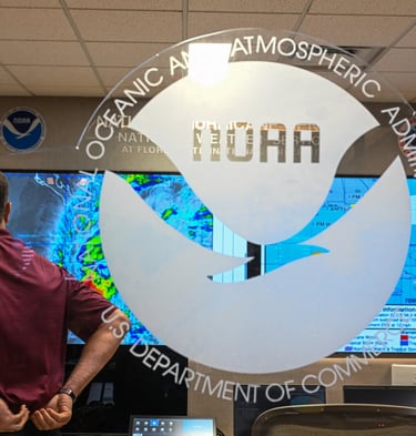 A climatologist checking a map
