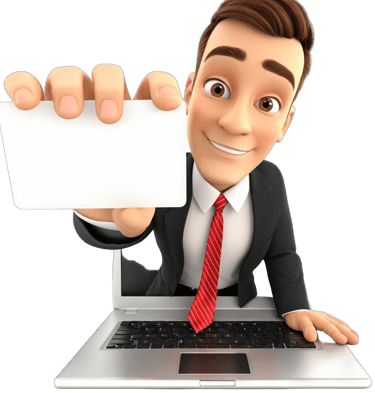 Graphic designer Lance Scott with Visual Communication a man popping from laptop saying Nailed it