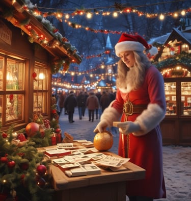 A group of people engaged in a crafting workshop, making holiday decorations together.