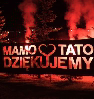 wyjątkwe podziękowania dla rodziców magia pirotechnika ślub wesele