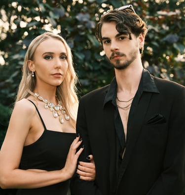 a man and woman standing next to each other