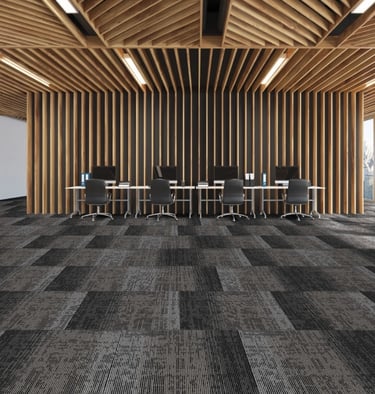 Garfield3 carpet tile sample with gradient pattern transitioning from light grey to dark grey - modern commercial carpet