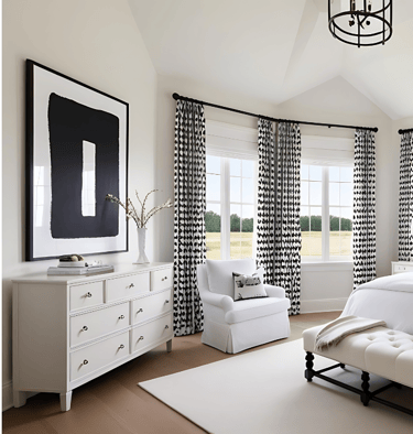a bedroom with a large bed and a white bed