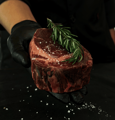 Rib eye black angus cut steak