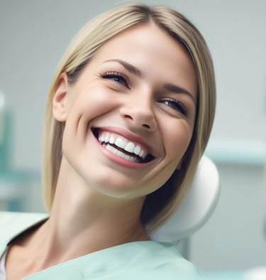 Four sets of artificial teeth in black cases.