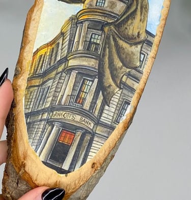 gringotts created on wood with acrylics by andy lopez