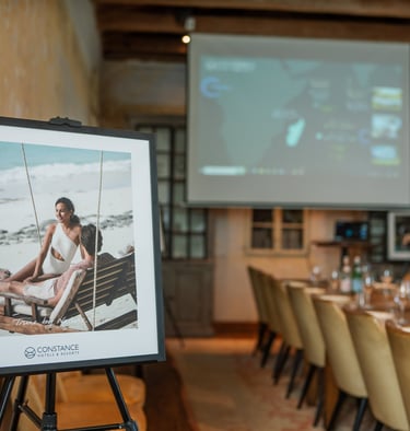 a table with a picture of a woman on it