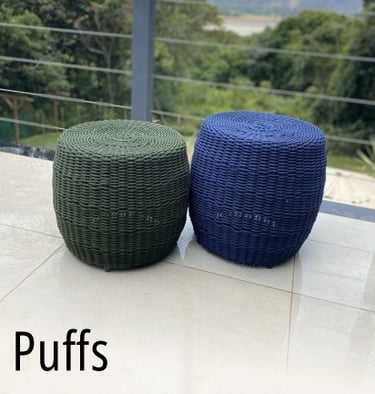 Móveis Puffs: móveis alto padrao em alumínio, corda náutica, fibra sintética de área externa/interna