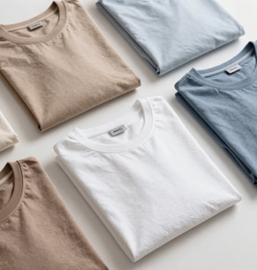 Soft bamboo and cotton blend t-shirts neatly folded.