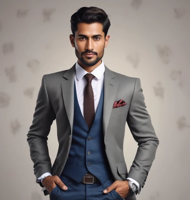 Portrait of Ishwar Choudhary in a modern office setting, confidently discussing business plans.