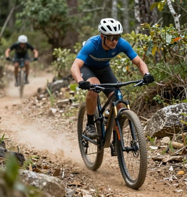 A scenic beach with a backpack and travel accessories laid out.